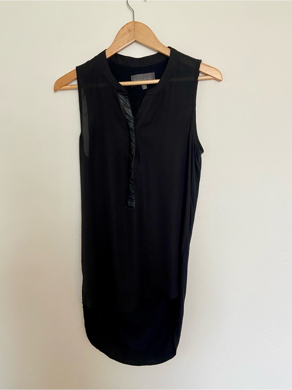 Sunday in Brooklyn Black Sheer Front Tank Dress, Size S